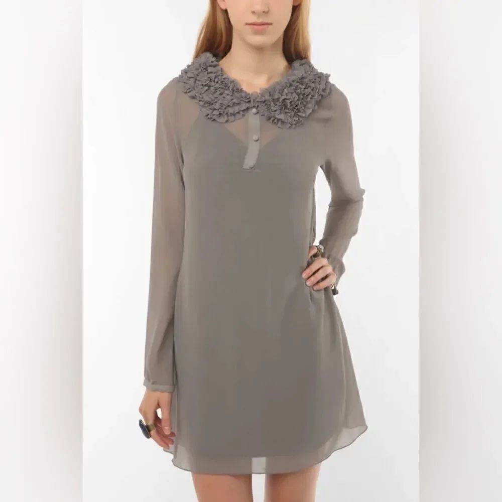Urban Outfitters Quail Ruffle Trimmed Chiffon Dress NWT